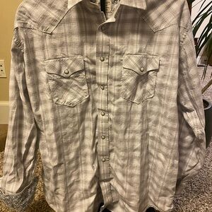 Men's Gray Plaid Button Down Shirt